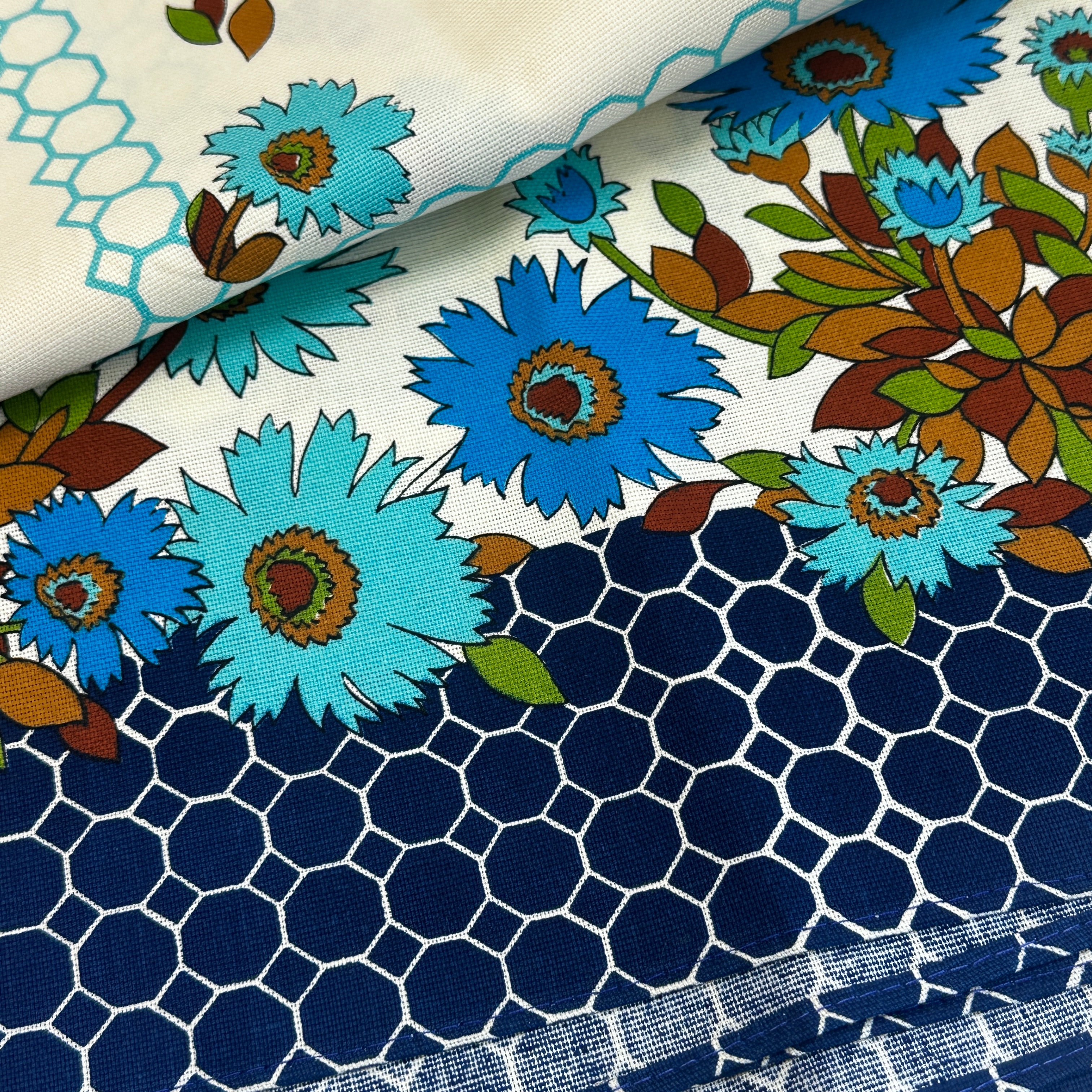 UNUSED Vintage Tablecloth Blue Floral