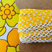 Adorable Embroidered YELLOW Polka Dot Trim Ribbon MODERN