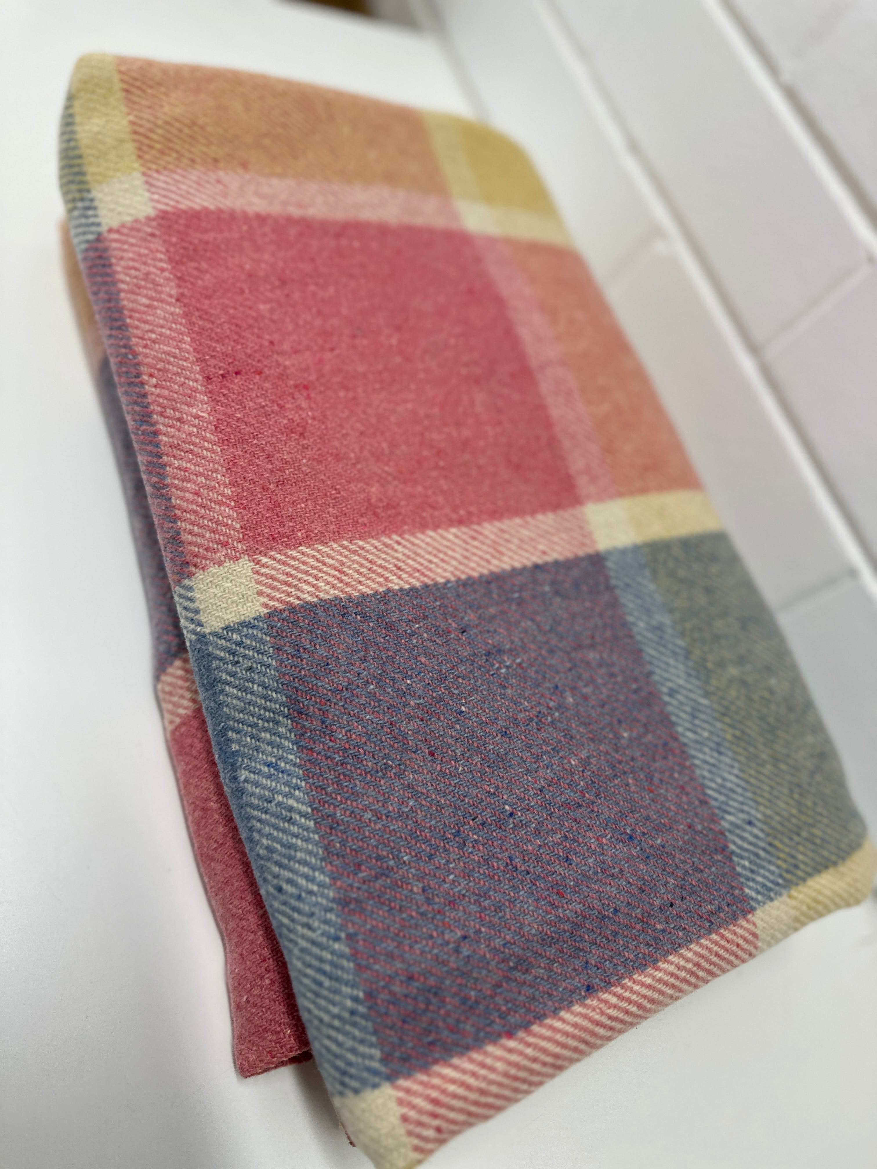 Pure Wool Blanket Pink & Blue
