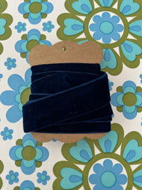 Navy Blue Velvet VINTAGE Trim Ribbon