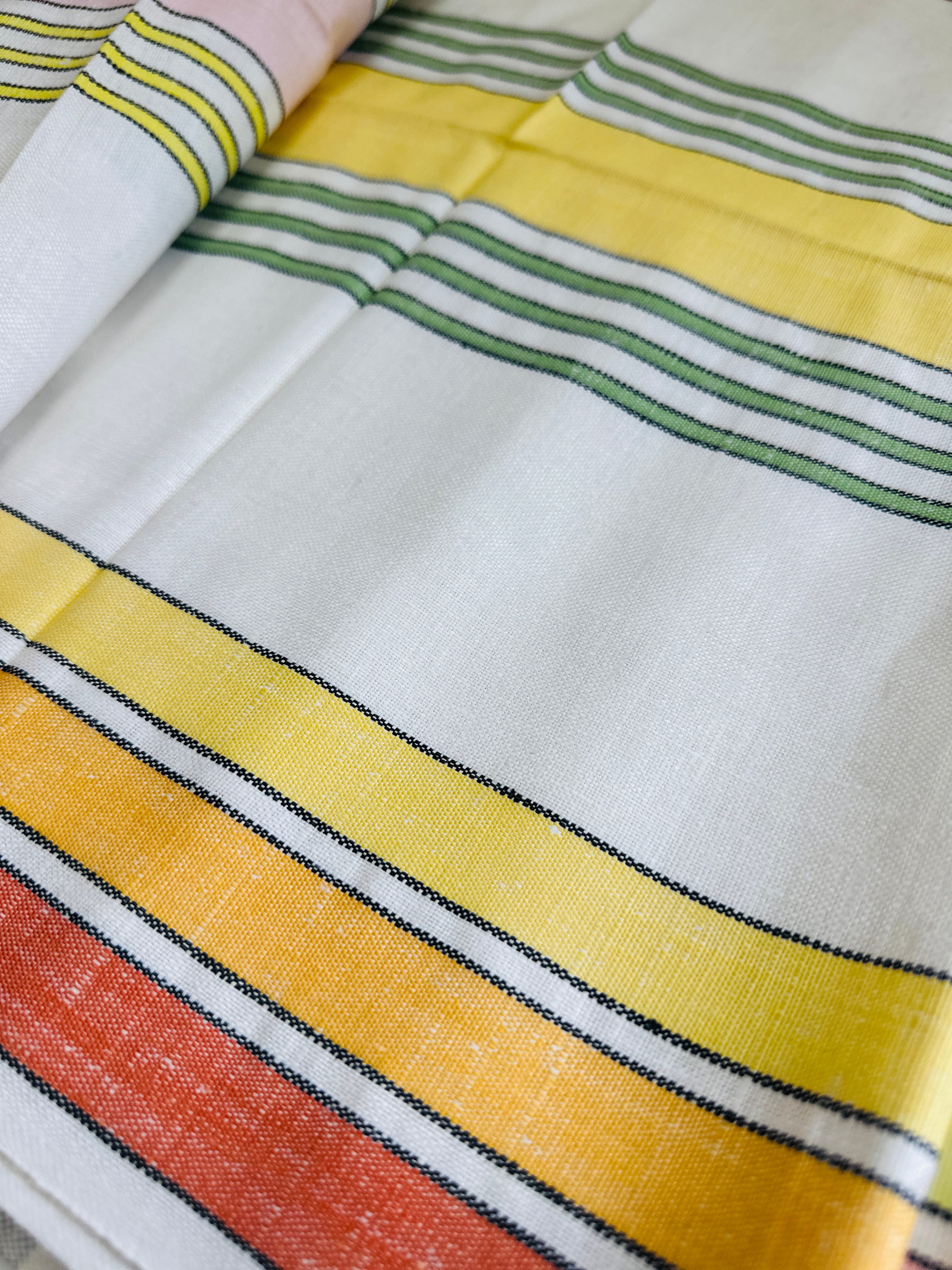 Made in Czechoslovakia Tea Towel UNUSED Vintage Orange, Yellow & Green