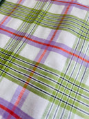 Made in Czechoslovakia Tea Towel UNUSED Vintage Green & Purple