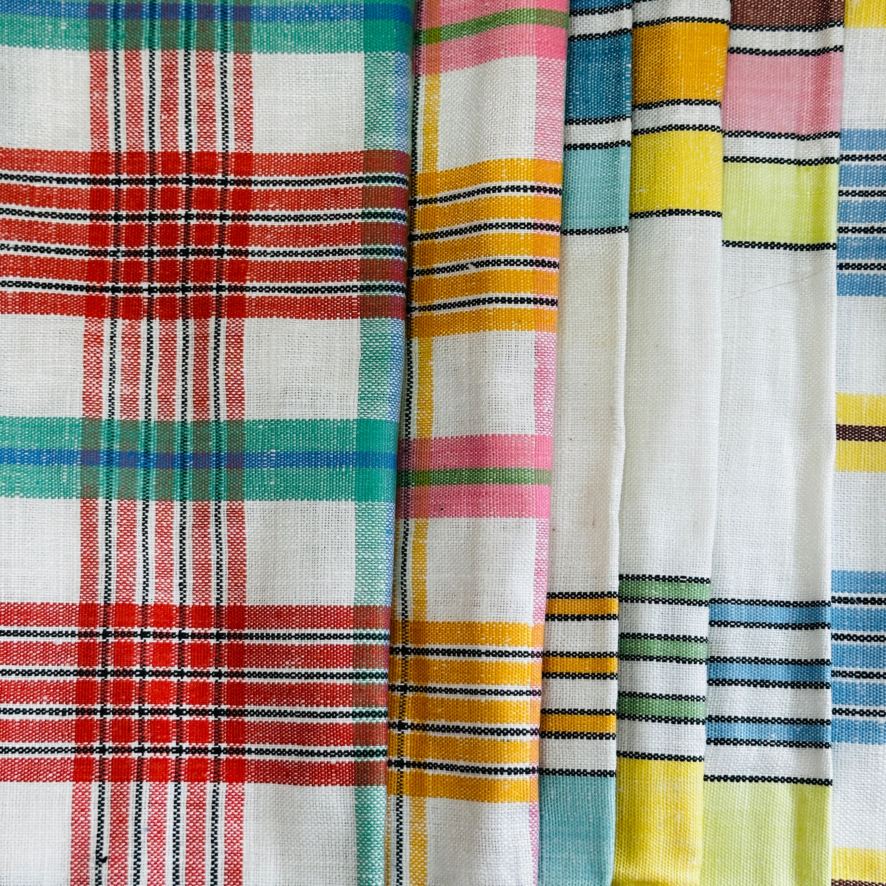 Made in Czechoslovakia Tea Towel UNUSED Vintage Blue & Yellow