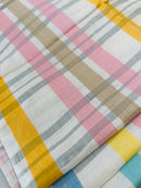Made in Czechoslovakia Tea Towel UNUSED Vintage Pink, Grey & Orange