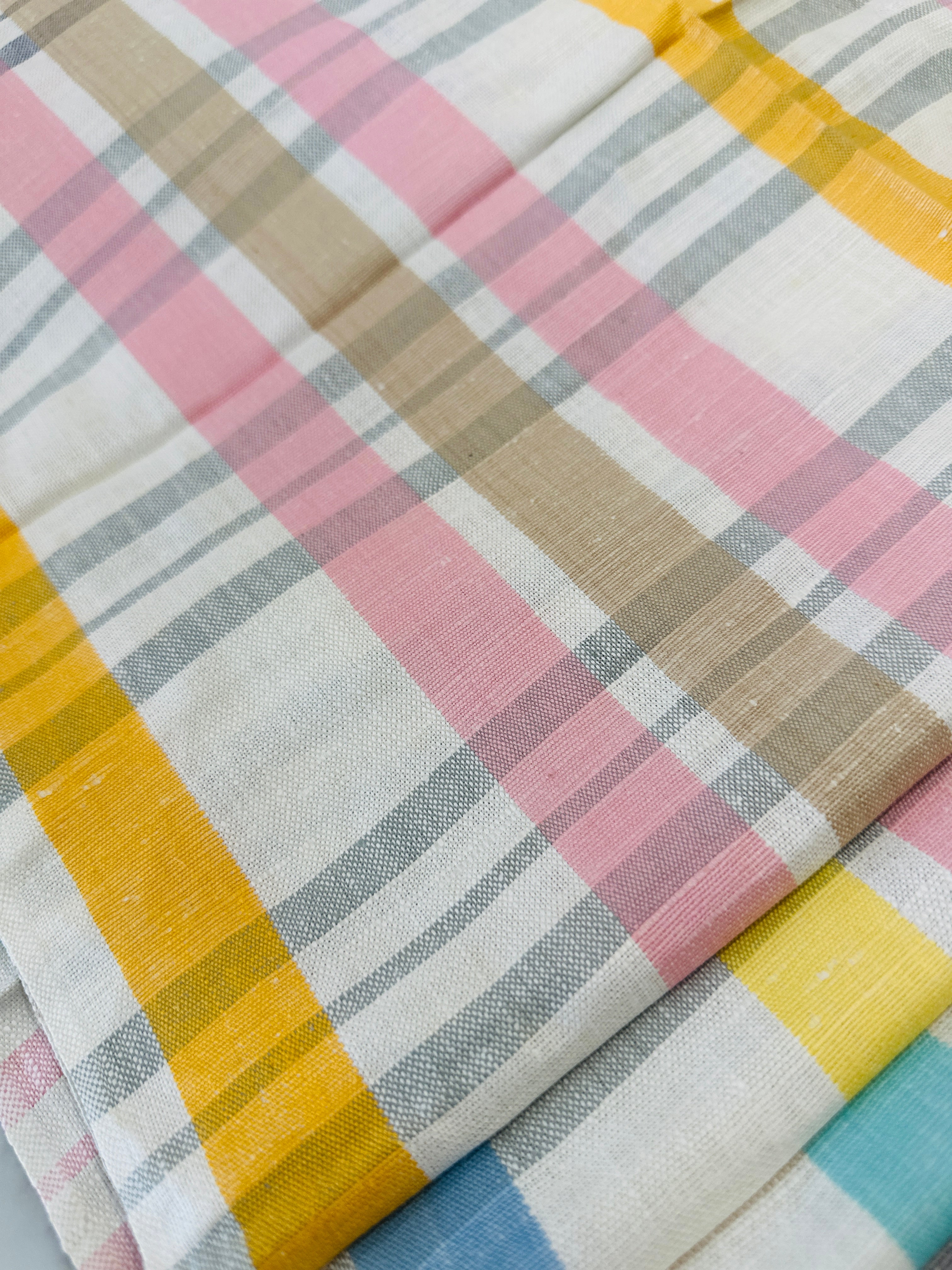 Made in Czechoslovakia Tea Towel UNUSED Vintage Pink, Grey & Orange