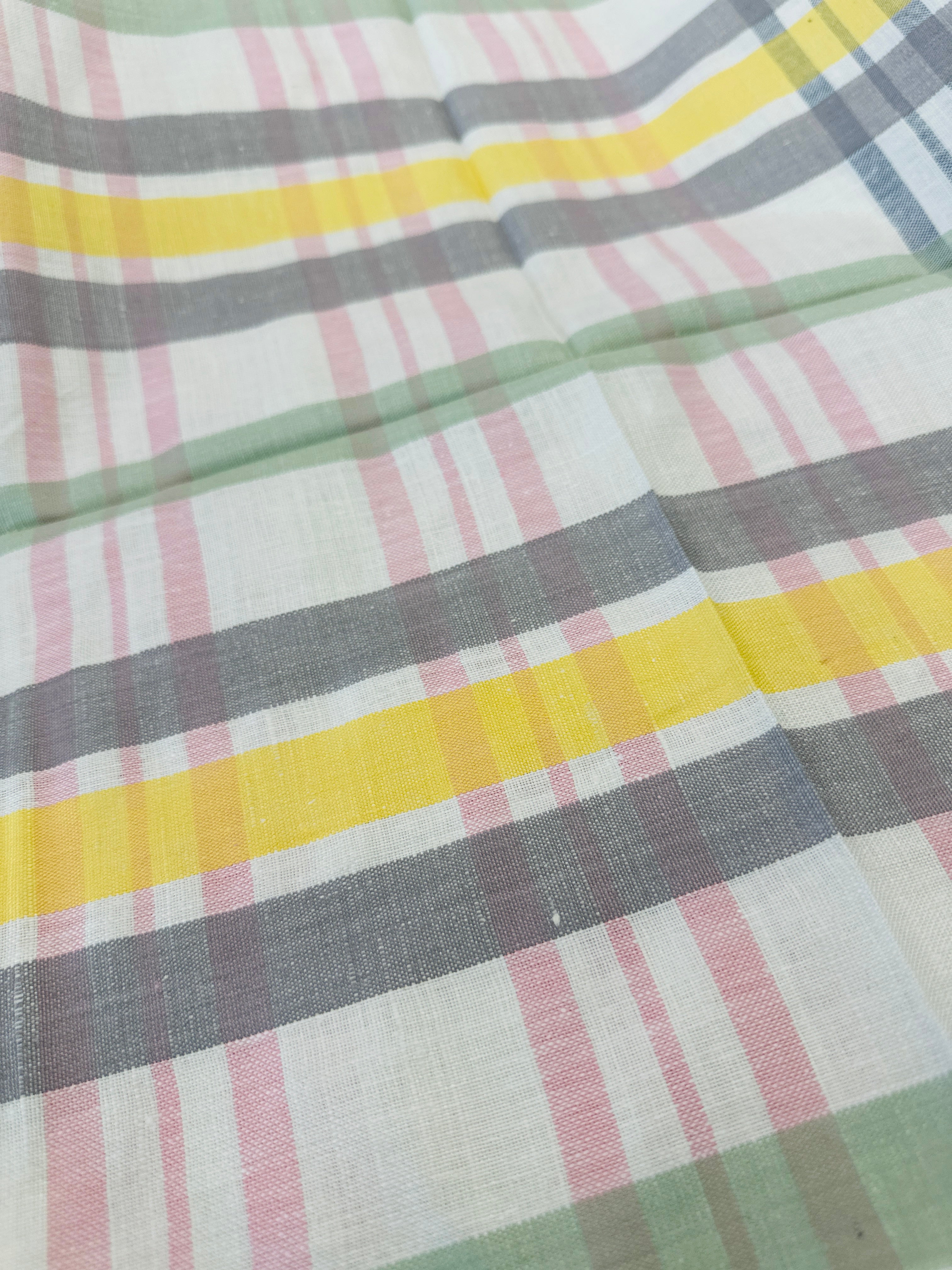 Made in Czechoslovakia Tea Towel UNUSED Vintage Green, Yellow & Grey