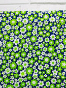 180cms Green & Blue Floral Daisy Fabric CRAFT