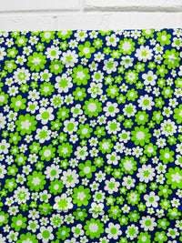 180cms Green & Blue Floral Daisy Fabric CRAFT