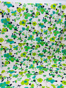 170cms Large Bold Green Floral Print VINTAGE Cotton