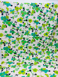 170cms Large Bold Green Floral Print VINTAGE Cotton