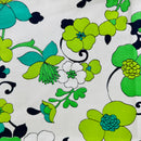 170cms Large Bold Green Floral Print VINTAGE Cotton