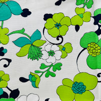 170cms Large Bold Green Floral Print VINTAGE Cotton