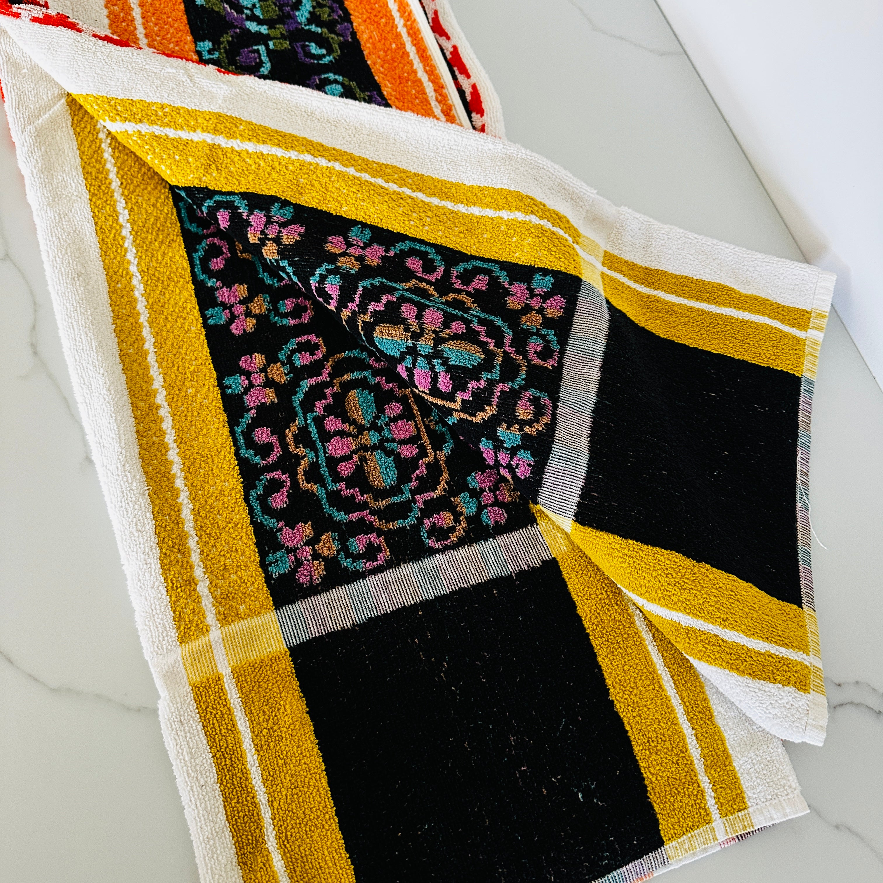 UNUSED  VIntage Orange  & Mustard Towel