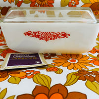 Vintage Australian Crown Pyrex Orange Ivy Garland Casserole NEW