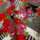 Vintage Fabric Remnants Red FLORAL