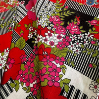 Vintage Fabric Remnants Red FLORAL
