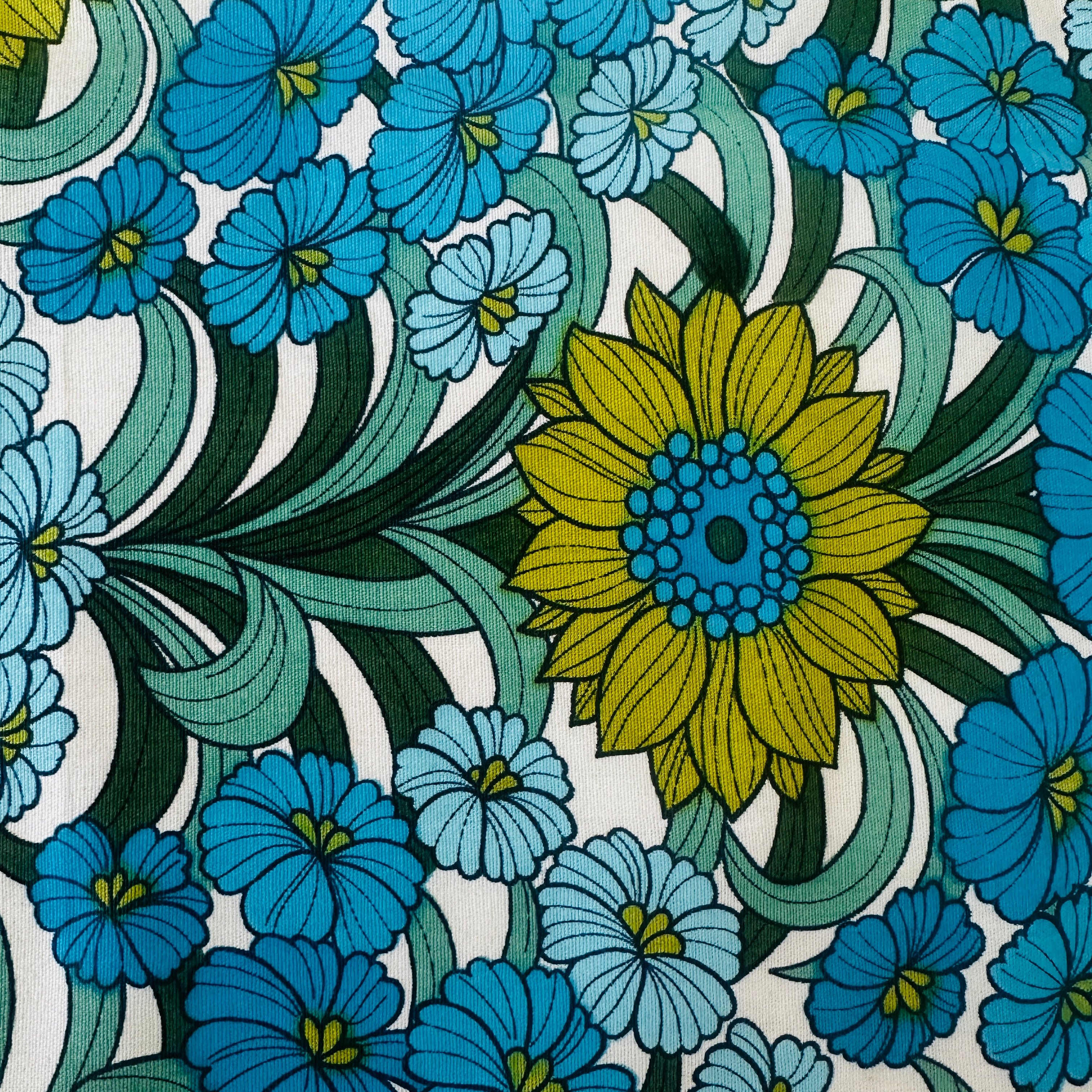 120cms Marbury BEVIS Fabric Vintage Blue Floral