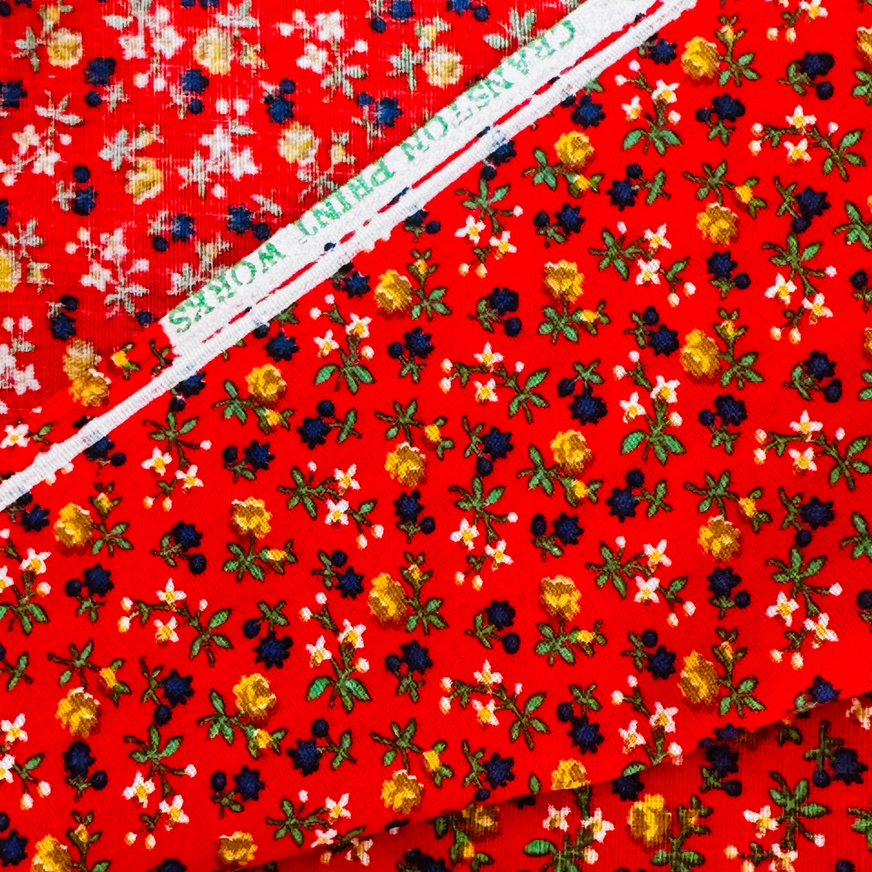 120cms CRANSTON Red Vintage Cotton Fabric