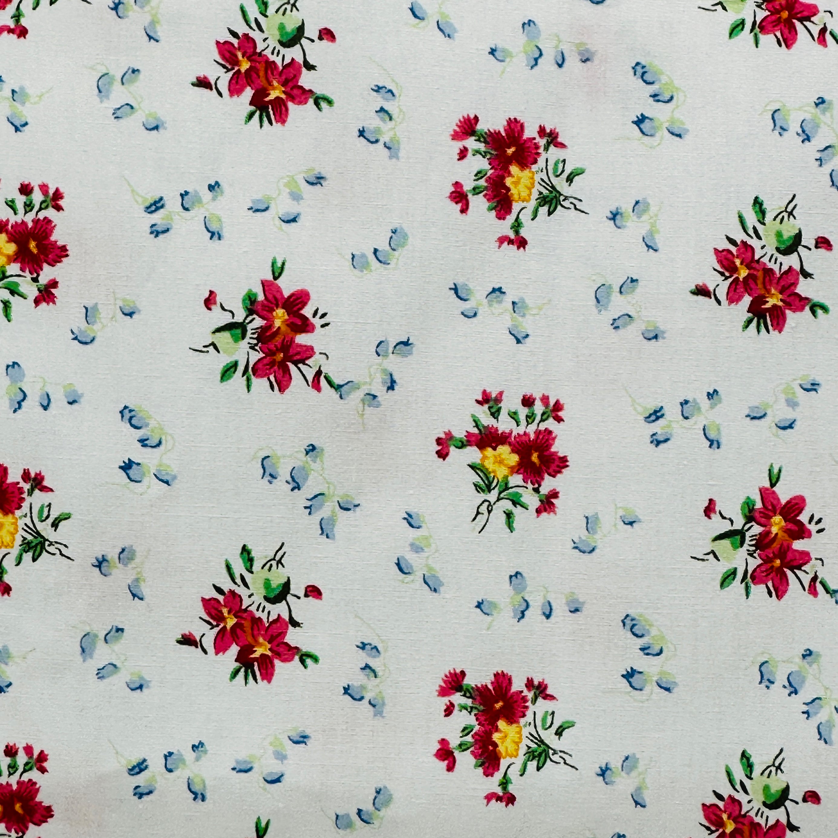 120cms Cute Floral Fabric Red & Yellow