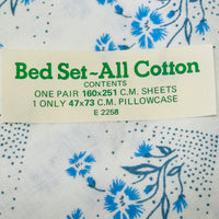 Retro WHITE ROSE Cotton Sheet Set