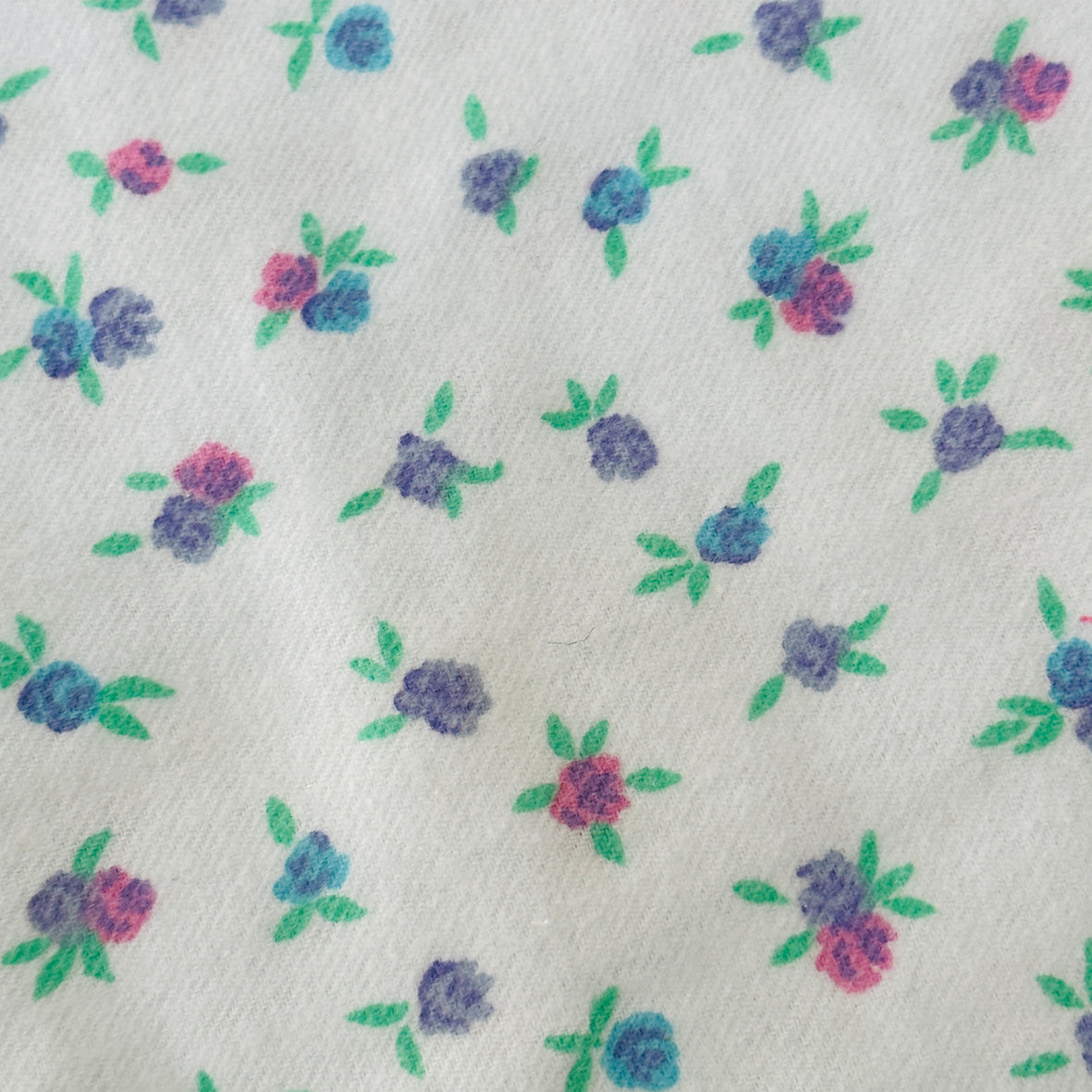 180cms Vintage Blue Brushed Cotton FLORAL Fabric