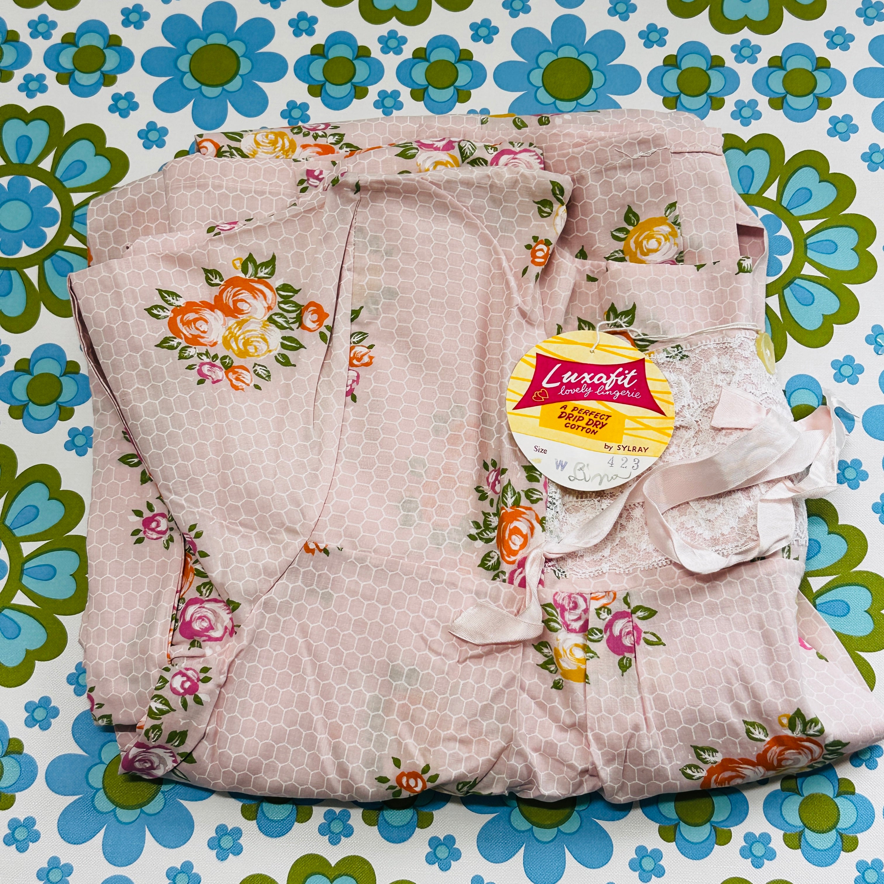 Unworn All Cotton Night Dress VINTAGE Pink