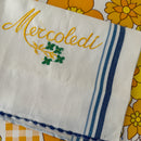 Embroidered Striped UNUSED Tea Towel