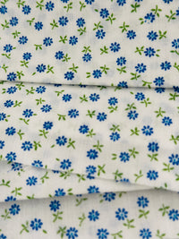 245cms Good Quality Cotton Fabric Blue & White Floral