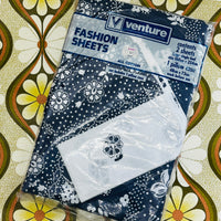 Fab All Cotton Vintage VENTURE Sheet Set Navy Blue & White
