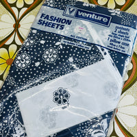 Fab All Cotton Vintage VENTURE Sheet Set Navy Blue & White