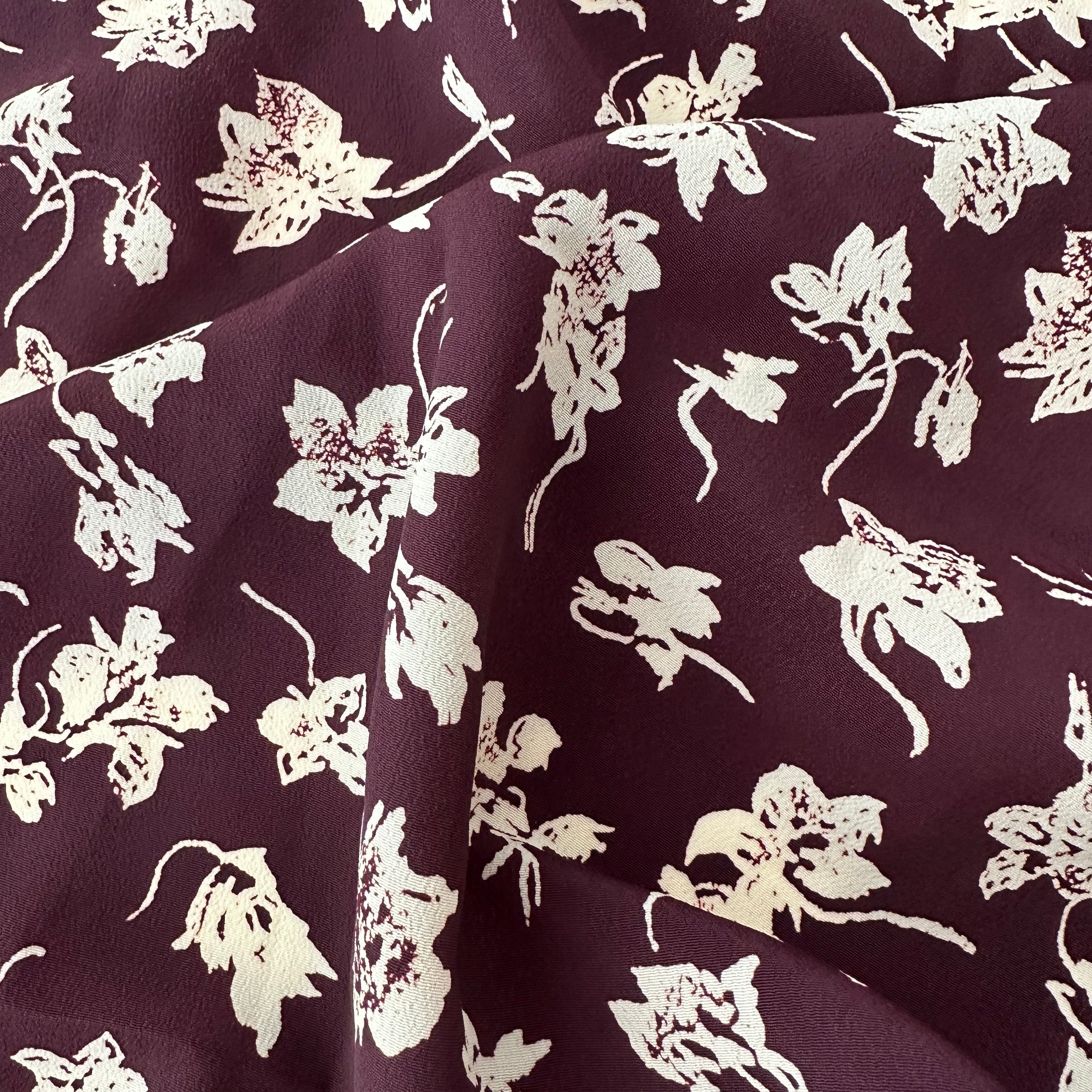 115cms Cute Fabric Remnant Maroon Floral Print