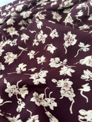 115cms Cute Fabric Remnant Maroon Floral Print