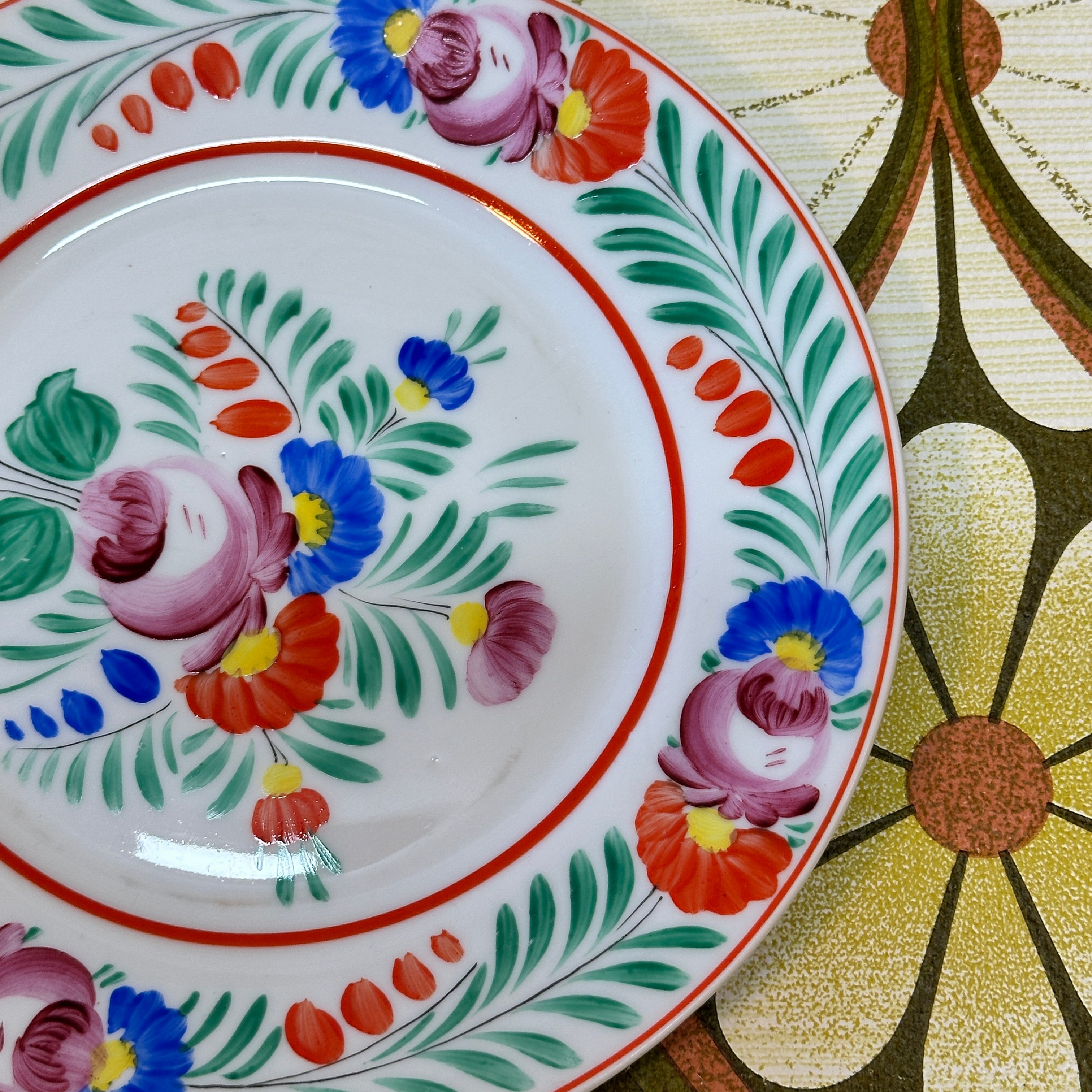 Sweet Hollohaza Vintage Plate FLORAL Hand Painted