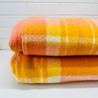 Brand New Never Used WOOL Vintage Apricot & Yellow Blanket