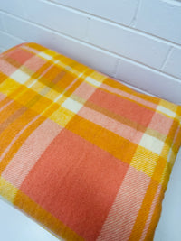 Brand New Never Used WOOL Vintage Apricot & Yellow Blanket