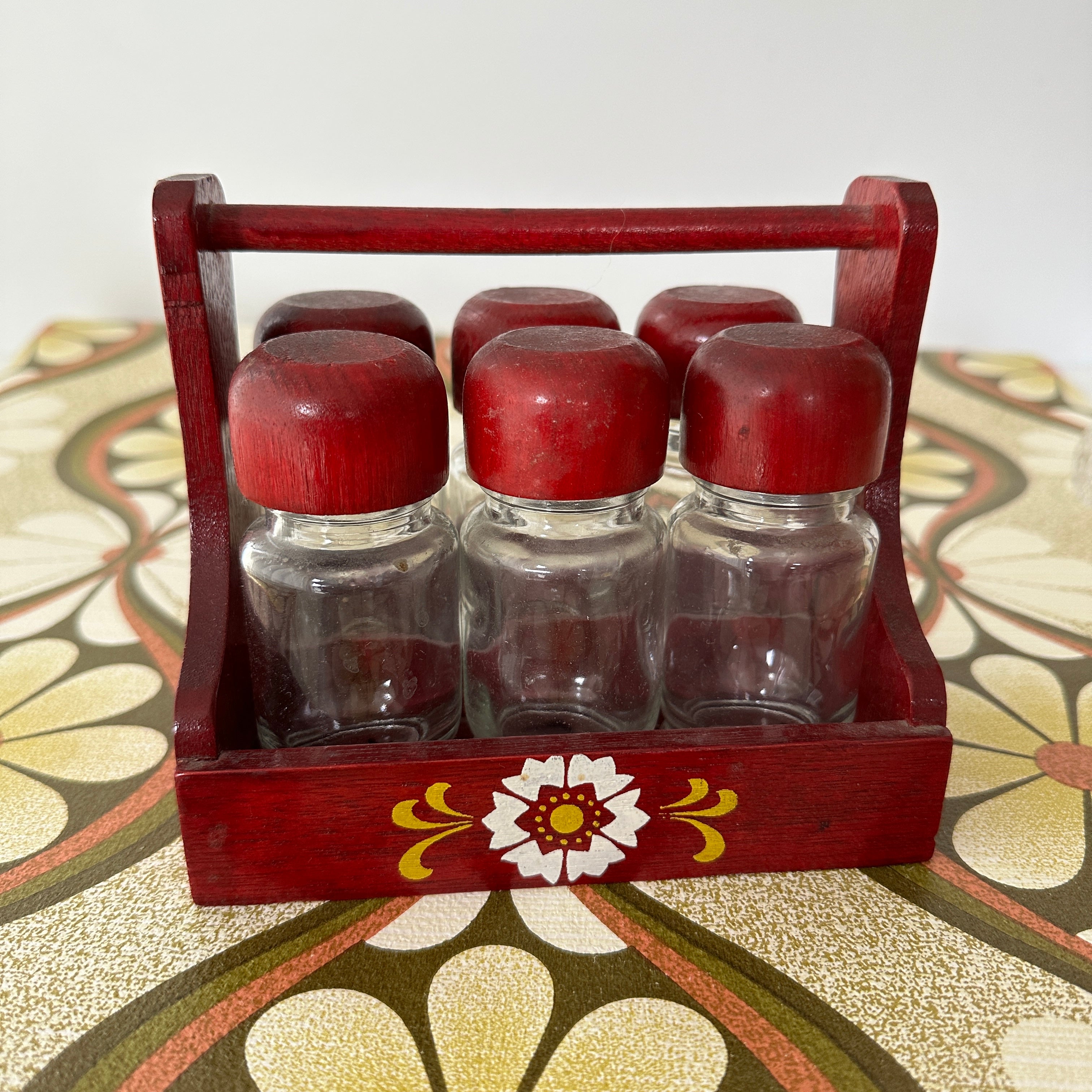 Old Country Wooden Carry GLASS Jars