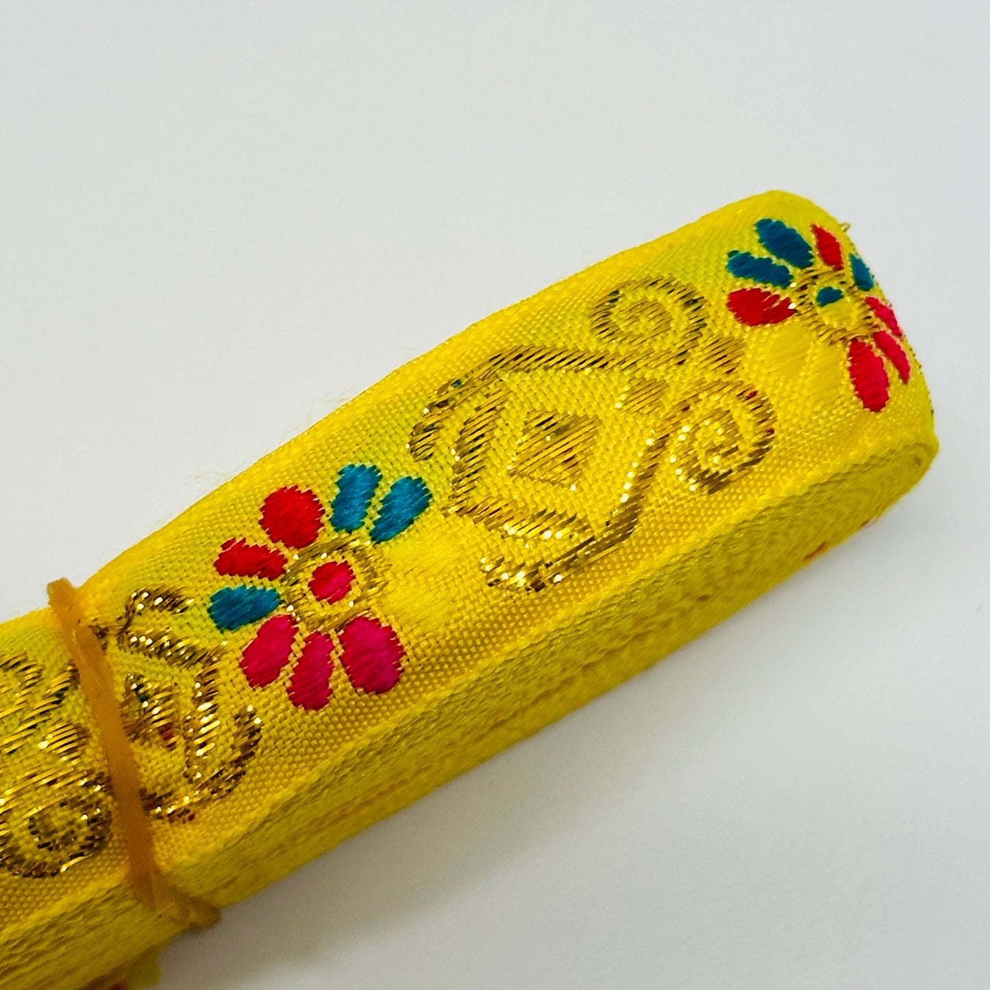 Roll YELLOW Embroidered Trim Ribbon