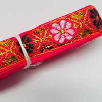 Roll PINK Embroidered Trim Ribbon