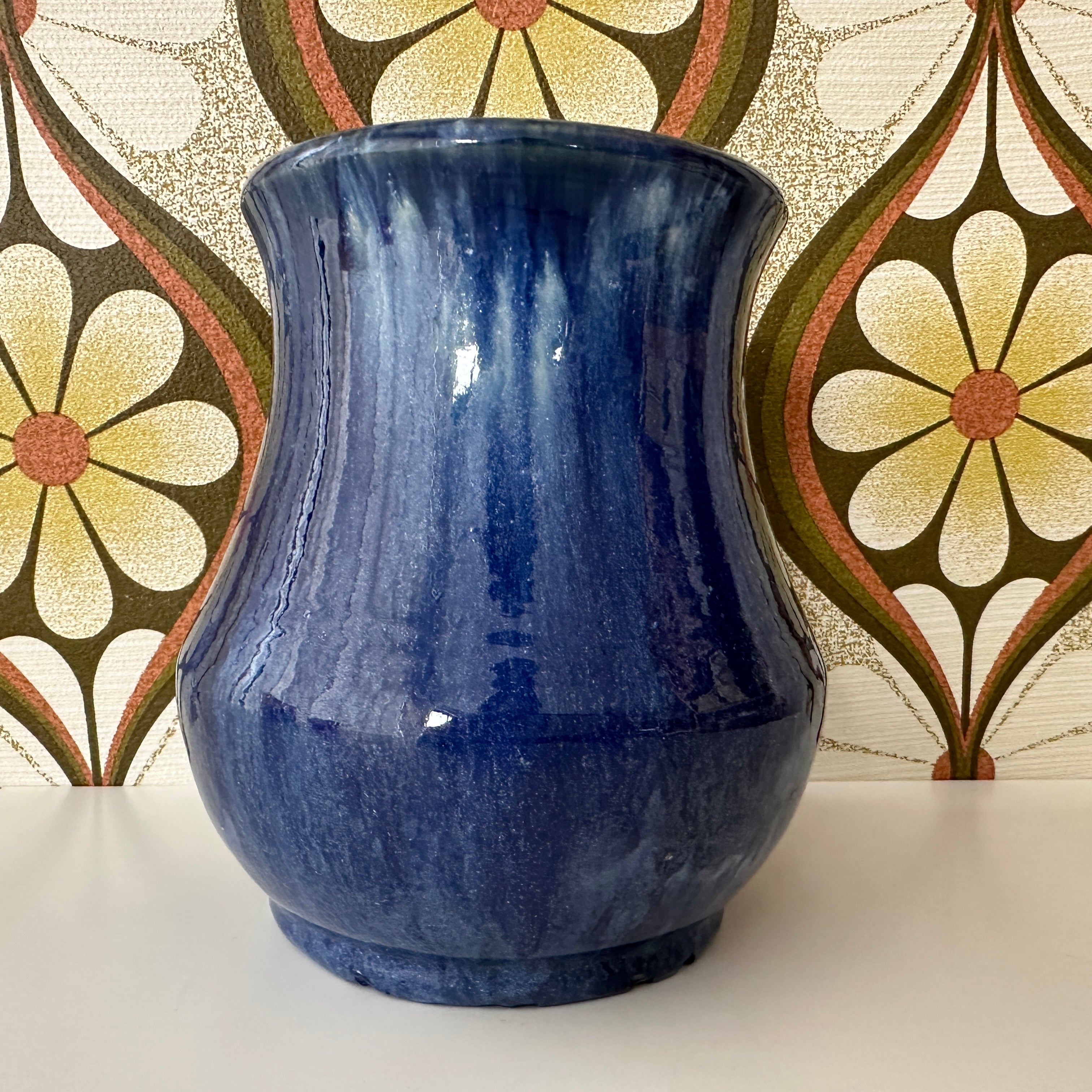Medium Blue Vintage Pottery VASE