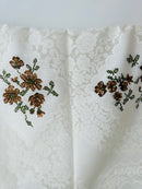 Adorable UNUSED Lace Table Cloth Brown Floral HUGE