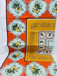 All Cotton Vintage Tablecloth FLORAL Tag Unused