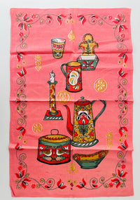 Vintage cotton Tea Towel PINK