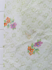 630cms SHEER Vintage Green Floral Fabric