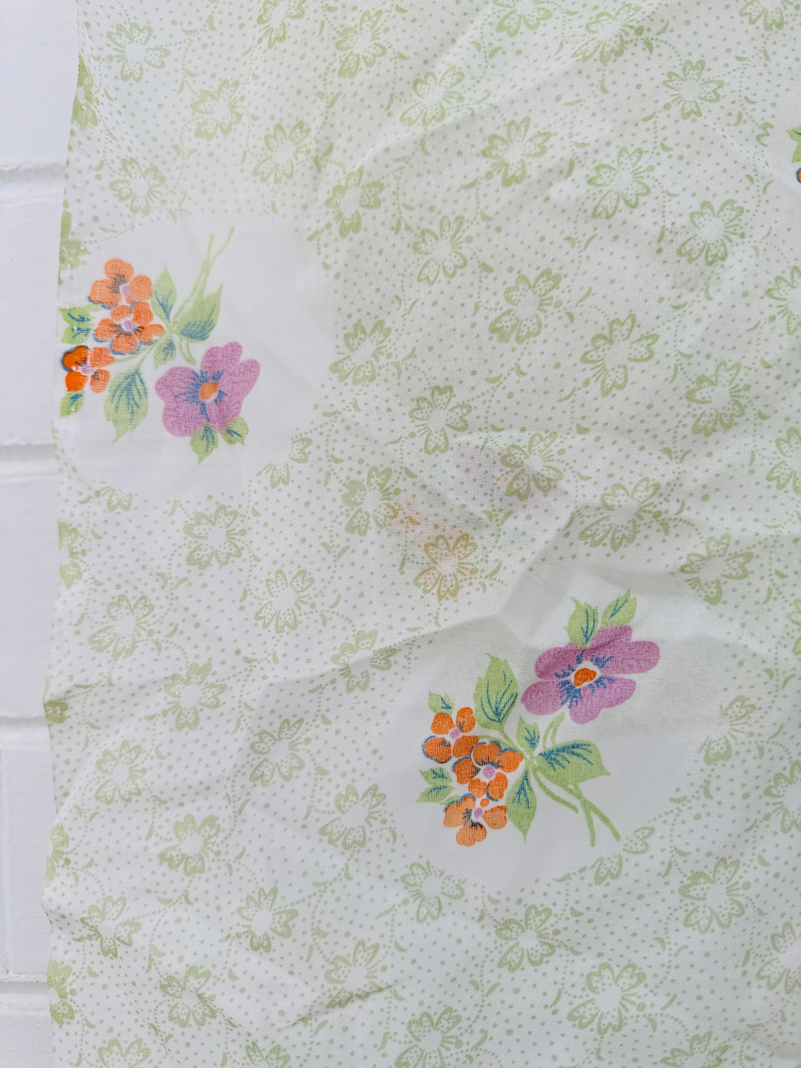 630cms SHEER Vintage Green Floral Fabric