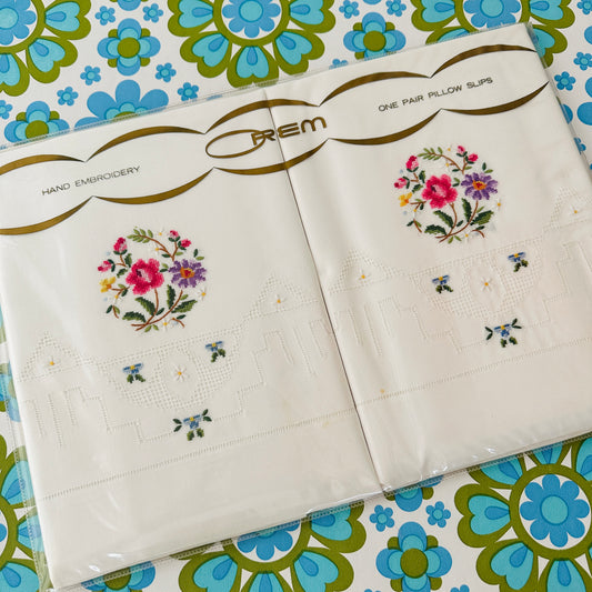Floral OREM Hand Embroidered Pillow Cases