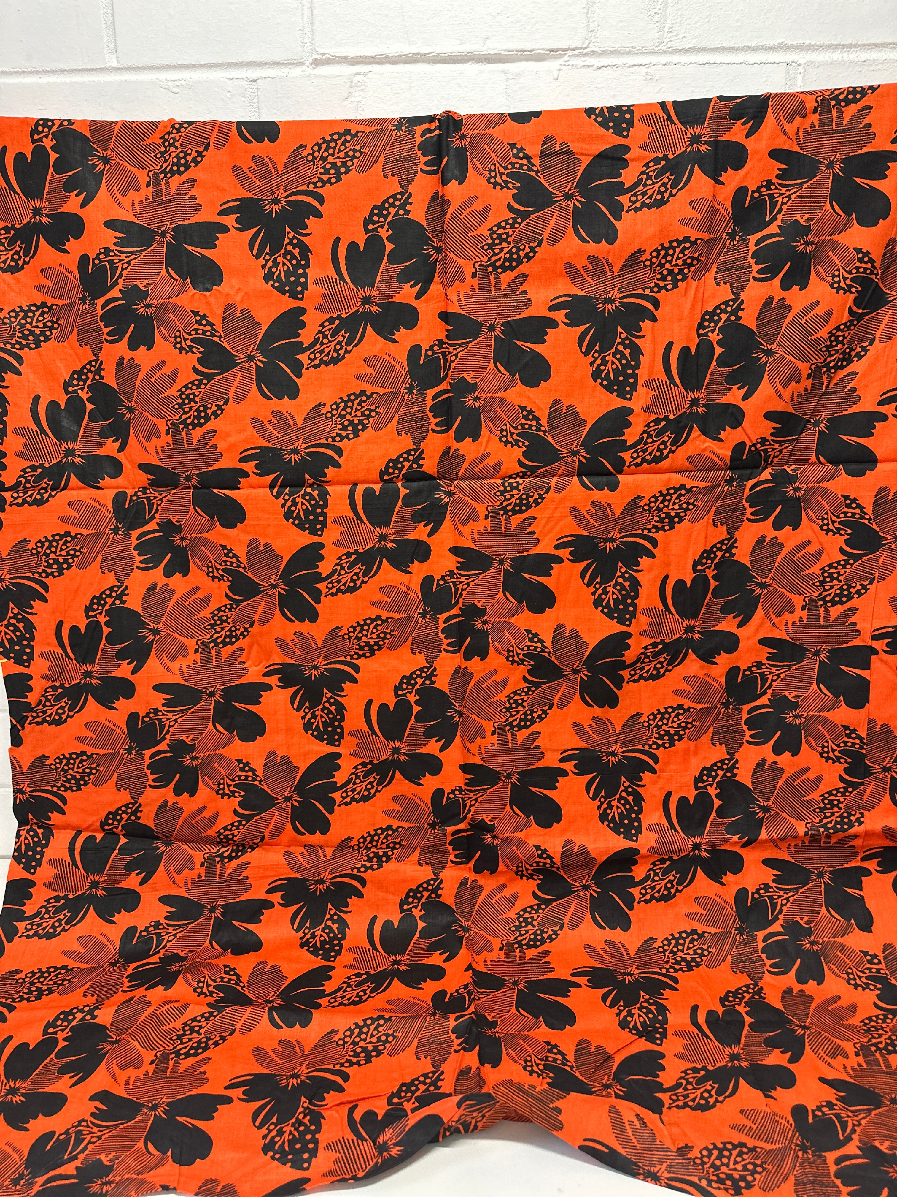 260cms Bright Orange & Black VINTAGE Large Bold Floral Print