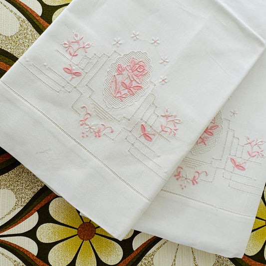 UNUSED Vintage Embroidered Pillow Cases
