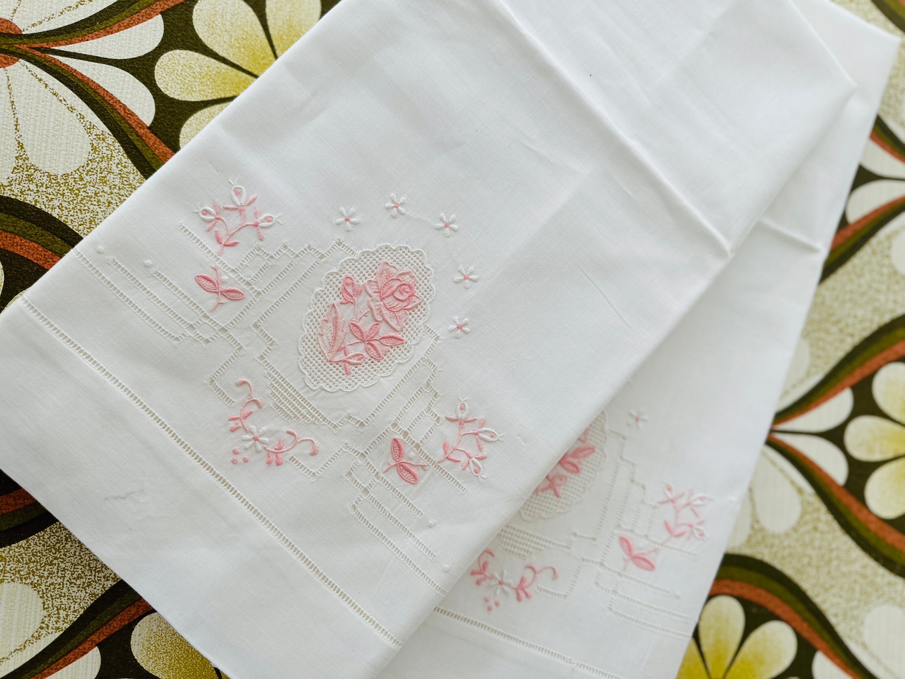 UNUSED Vintage Embroidered Pillow Cases