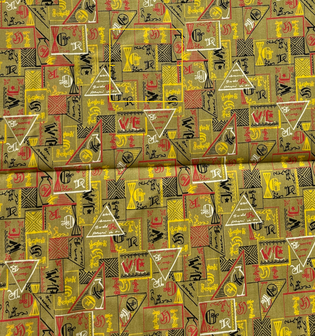 410cms Vintage Abstract Gold Fabric