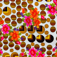 155cms FAB Vintage Fabric Bright Floral Abstract Print